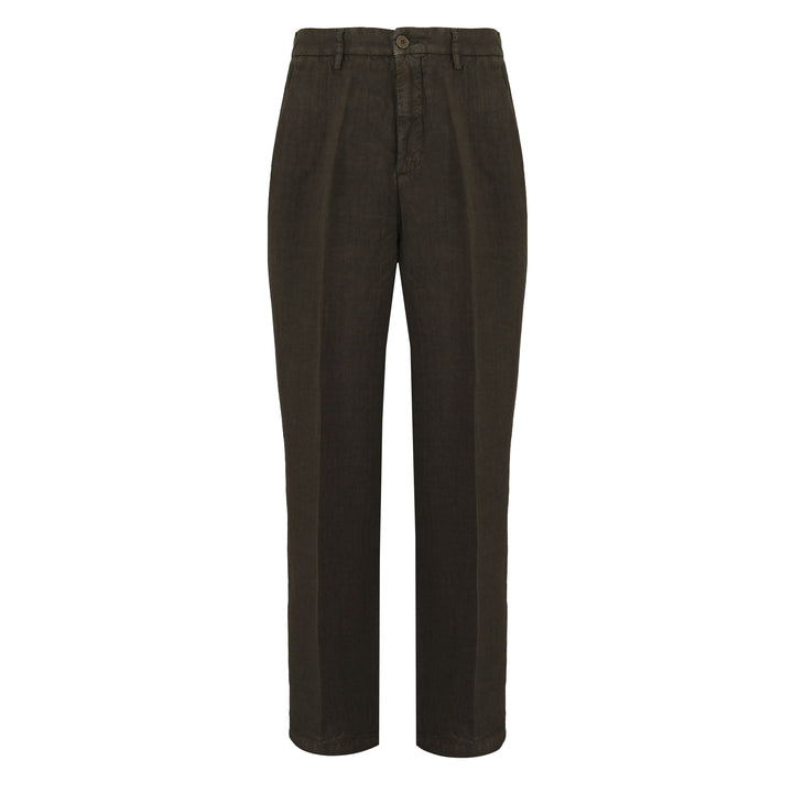 Pantalone Alain verde militare in lino