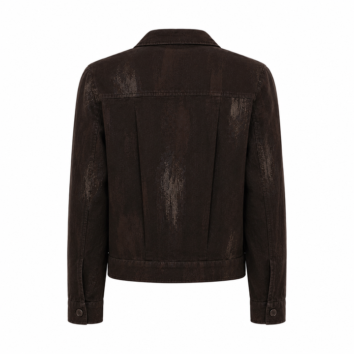 Giacca Worker base brown con stampa in lino