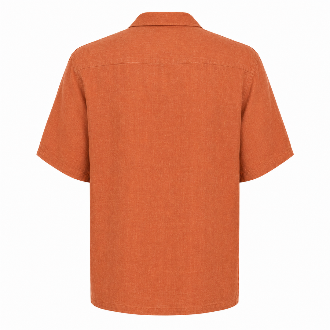Camicia Robin a maniche corte arancio in lino