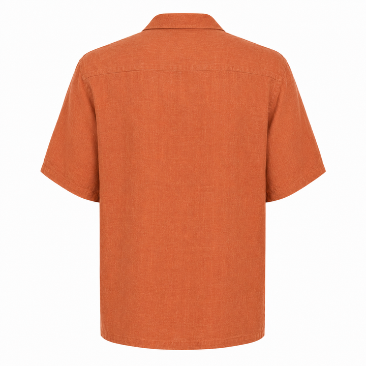 Camicia Robin a maniche corte arancio in lino
