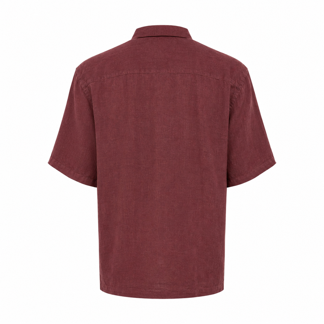 Camicia Robin a maniche corte marsala in lino