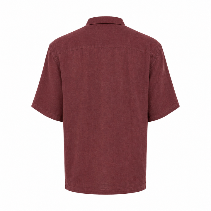 Camicia Robin a maniche corte marsala in lino