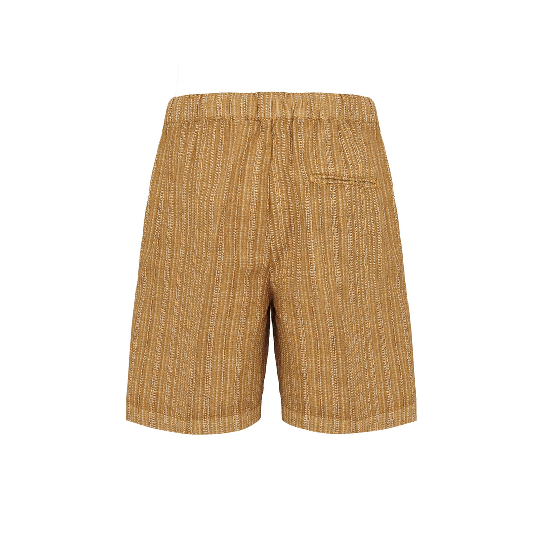Bermuda Pajama Corto base arancio con stampa in lino
