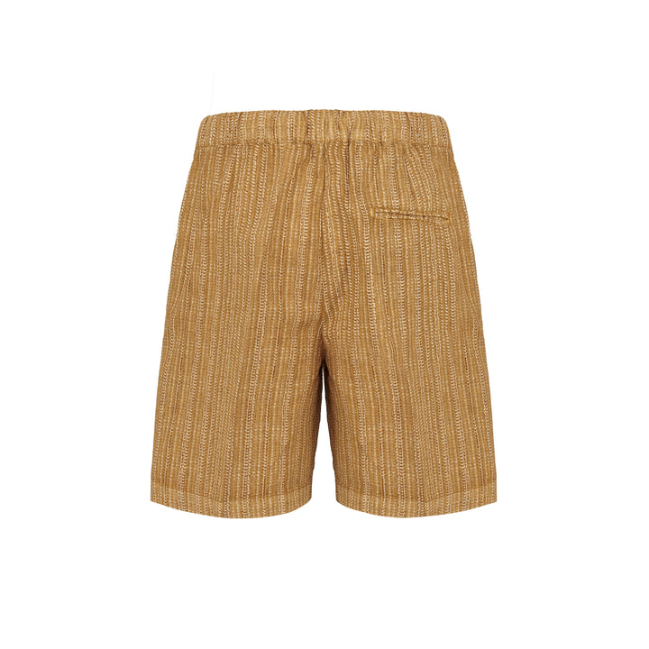 Bermuda Pajama Corto base arancio con stampa in lino
