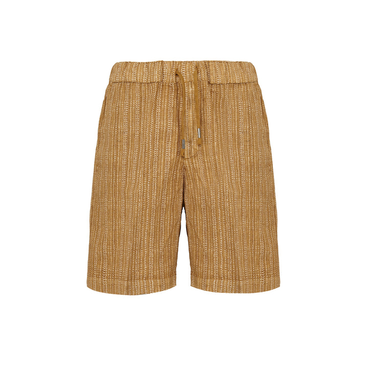 Bermuda Pajama Corto base arancio con stampa in lino