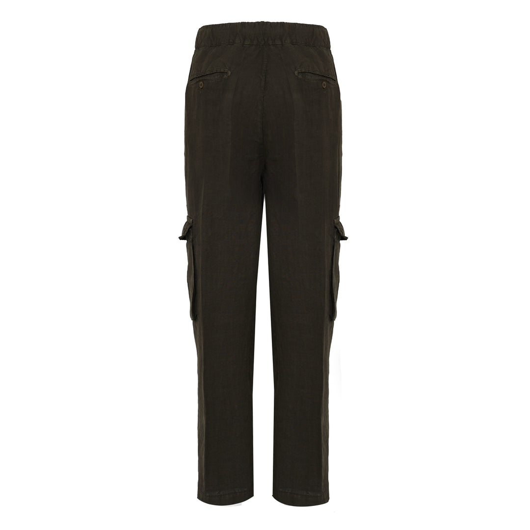 Pantalone Cargo verde militare in lino