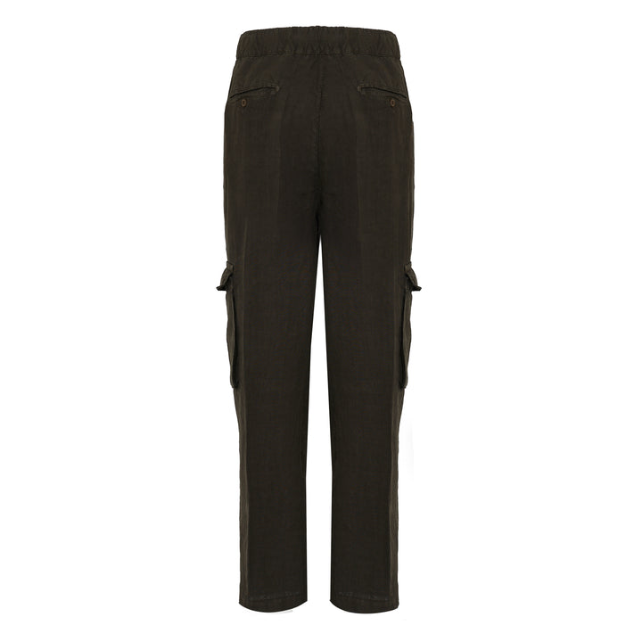 Pantalone Cargo verde militare in lino