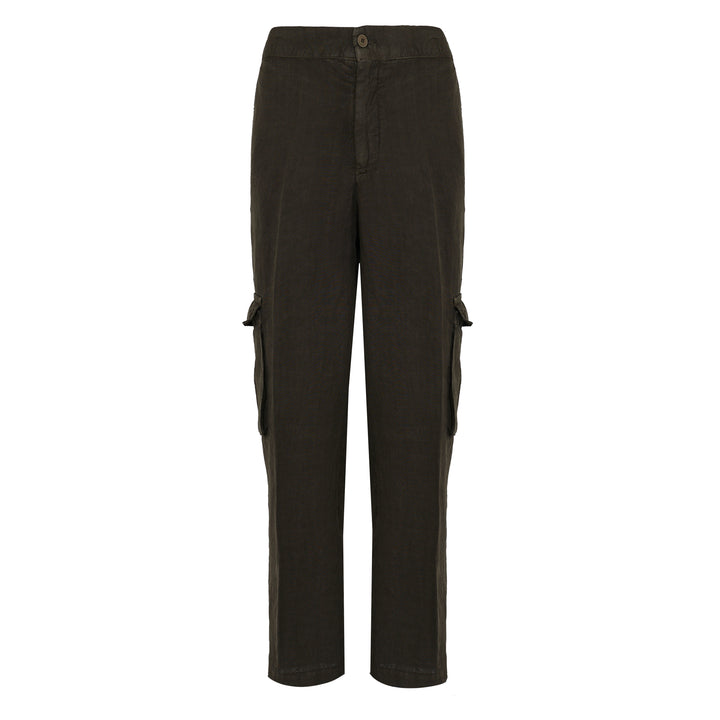 Pantalone Cargo verde militare in lino