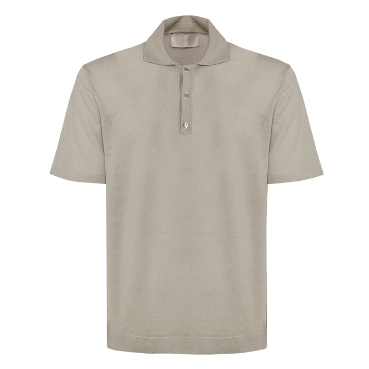 Polo Putri beige in lino e cotone