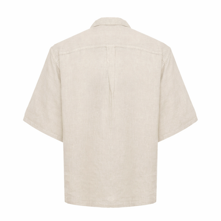 Camicia Stefano a maniche corte tortora in lino