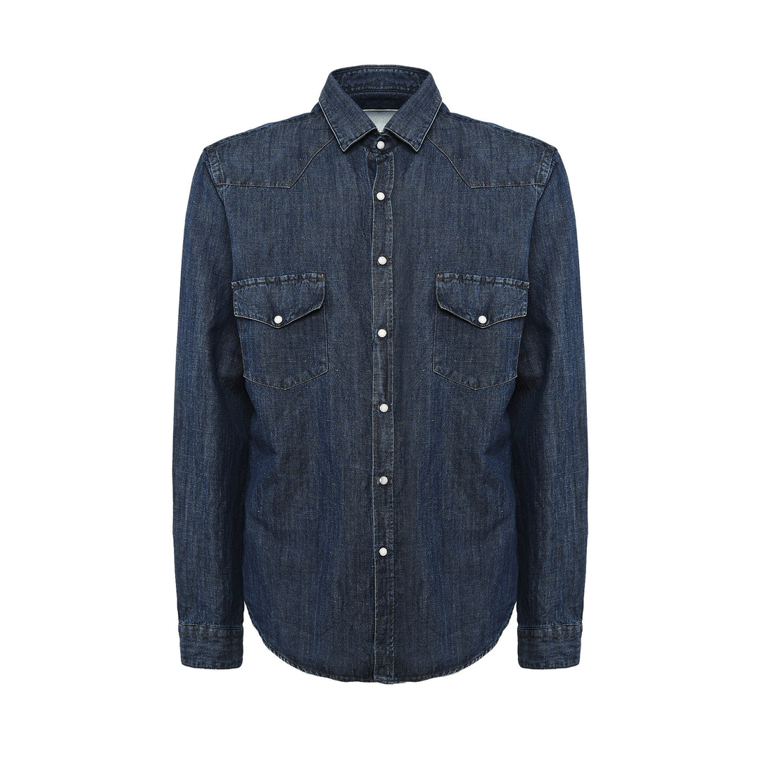 Camicia Mark blu scuro in denim slim fit