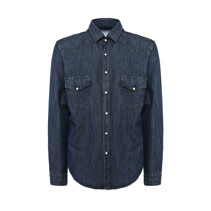 Camicia Mark blu scuro in denim slim fit