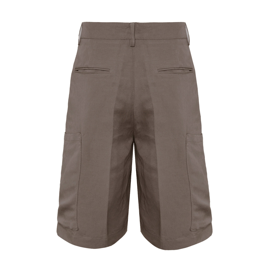 Pantaloncino Cost marrone in cotone, lino e viscosa