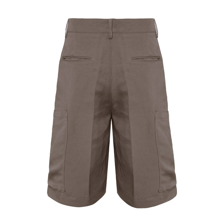 Pantaloncino Cost marrone in cotone, lino e viscosa
