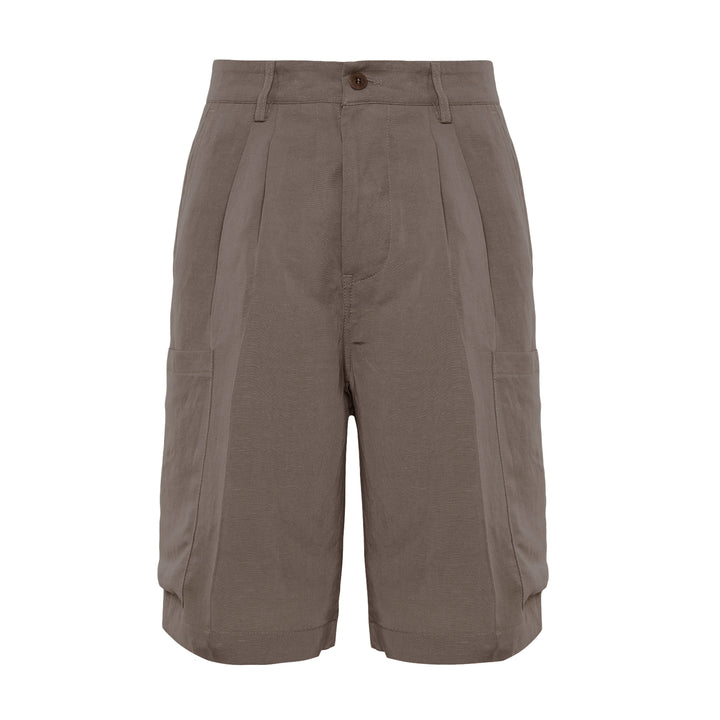 Pantaloncino Cost marrone in cotone, lino e viscosa