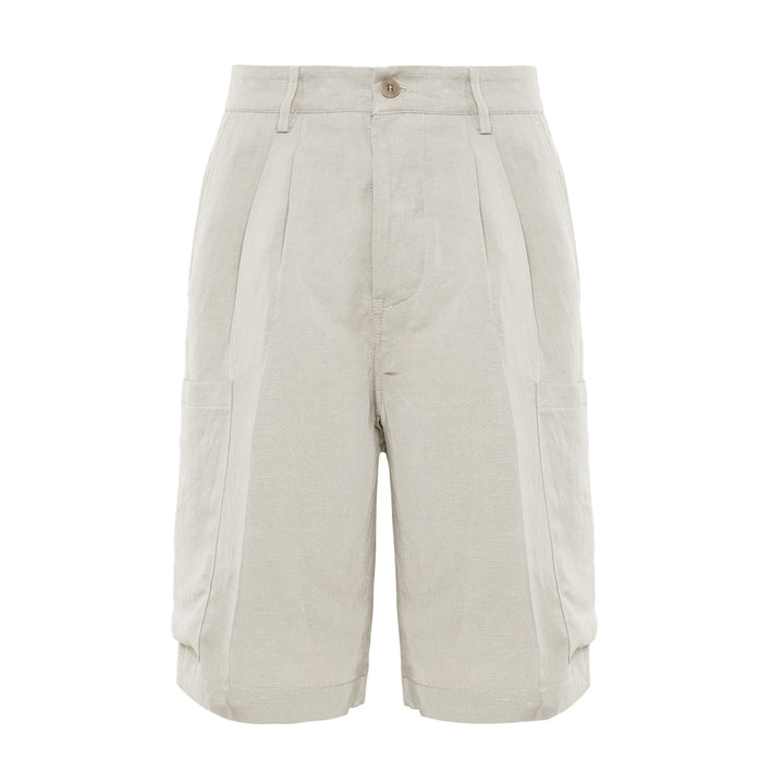 Pantaloncino Cost panna in cotone, lino e viscosa