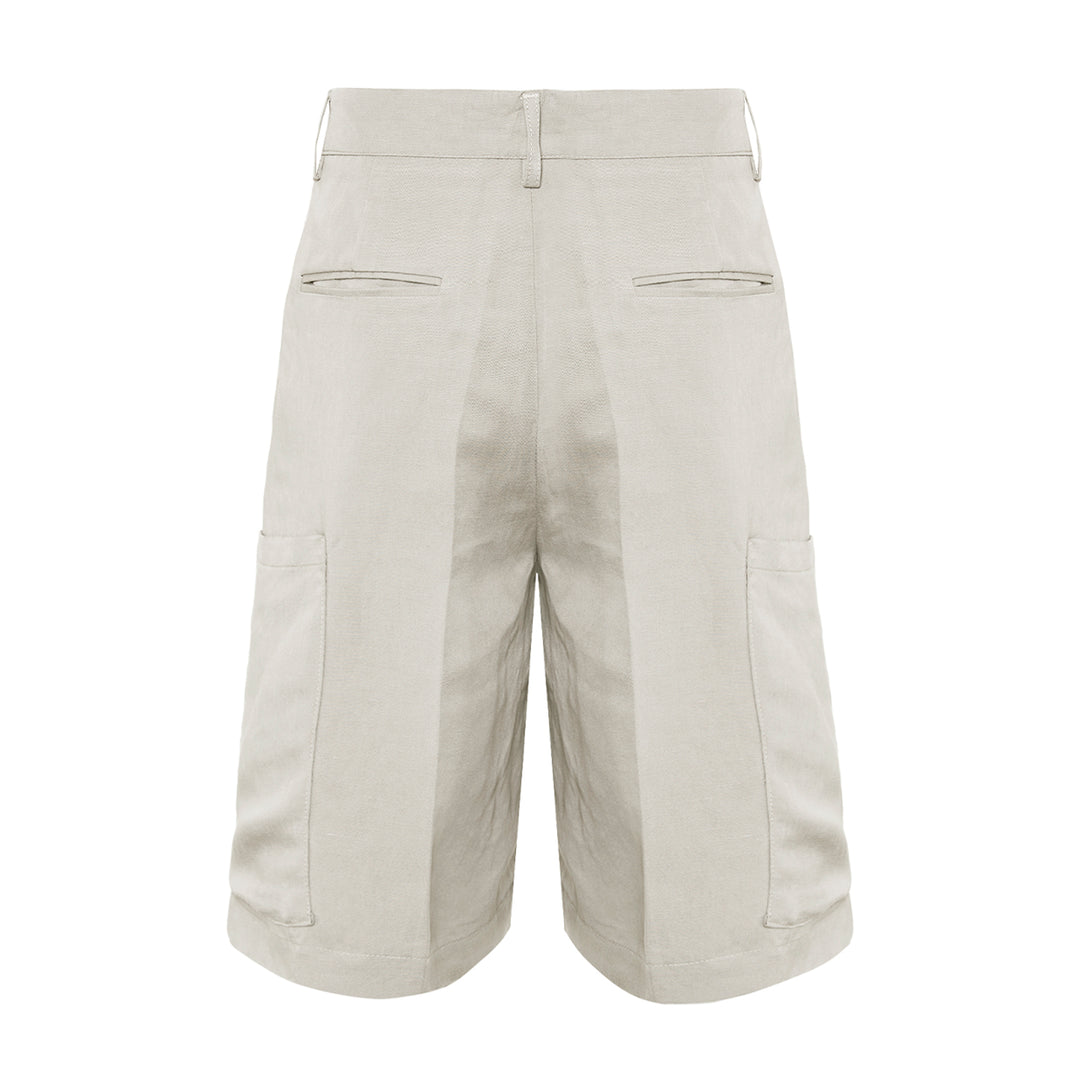 Pantaloncino Cost panna in cotone, lino e viscosa