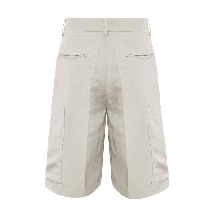 Pantaloncino Cost panna in cotone, lino e viscosa