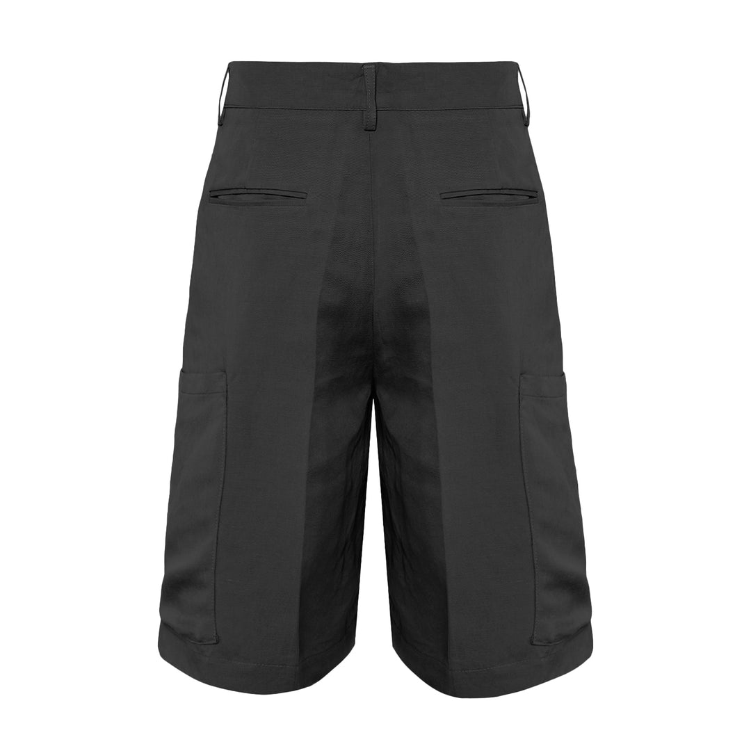 Pantaloncino Cost nero in cotone, lino e viscosa