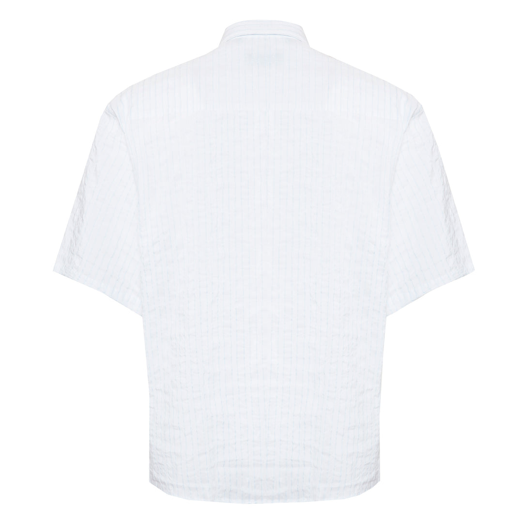 Camicia Eric a righe azzurre in misto cotone, seta e lino