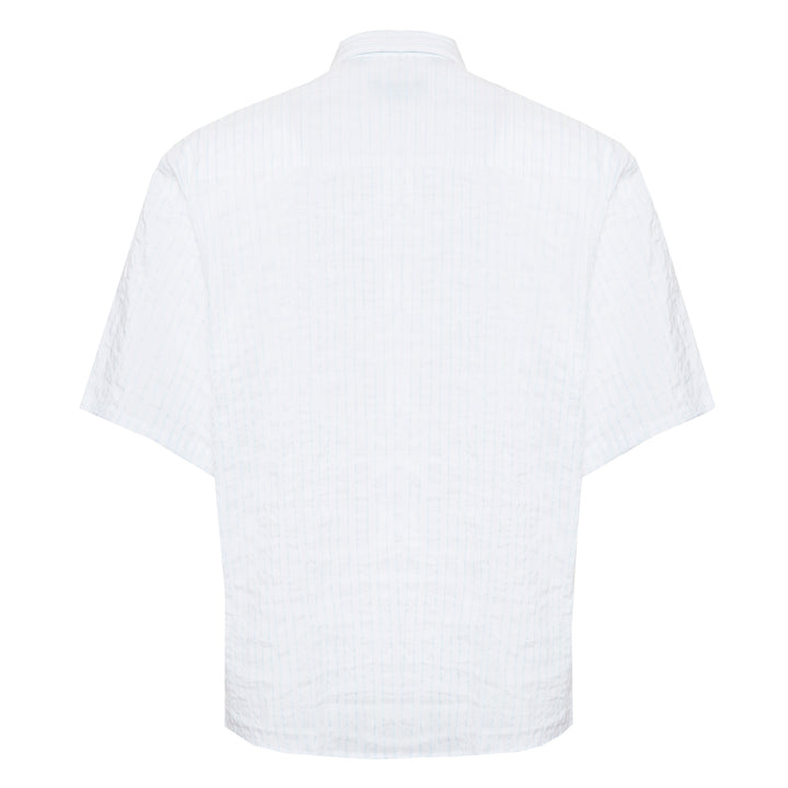 Camicia Eric a righe azzurre in misto cotone, seta e lino