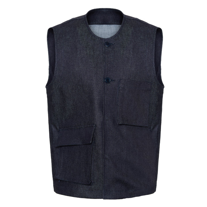 Sebastian Cotton and Silk Denim Vest