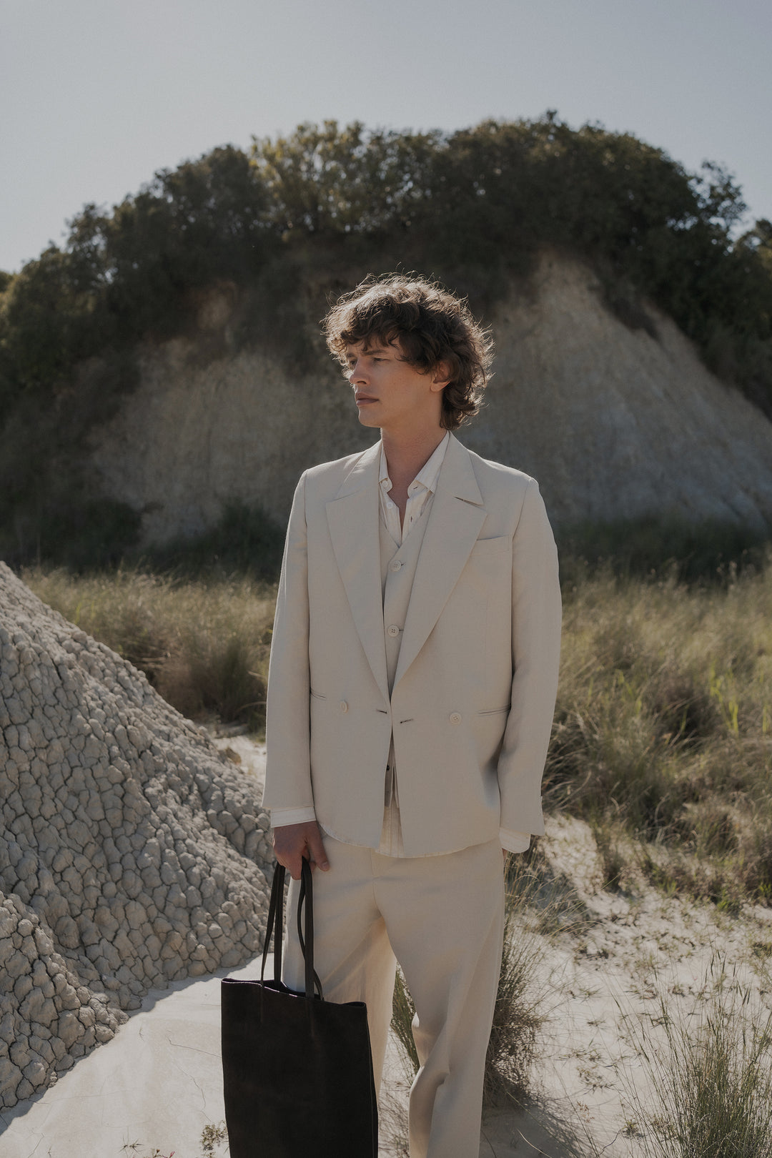 Blazer Donatien panna in lino, cotone e viscosa