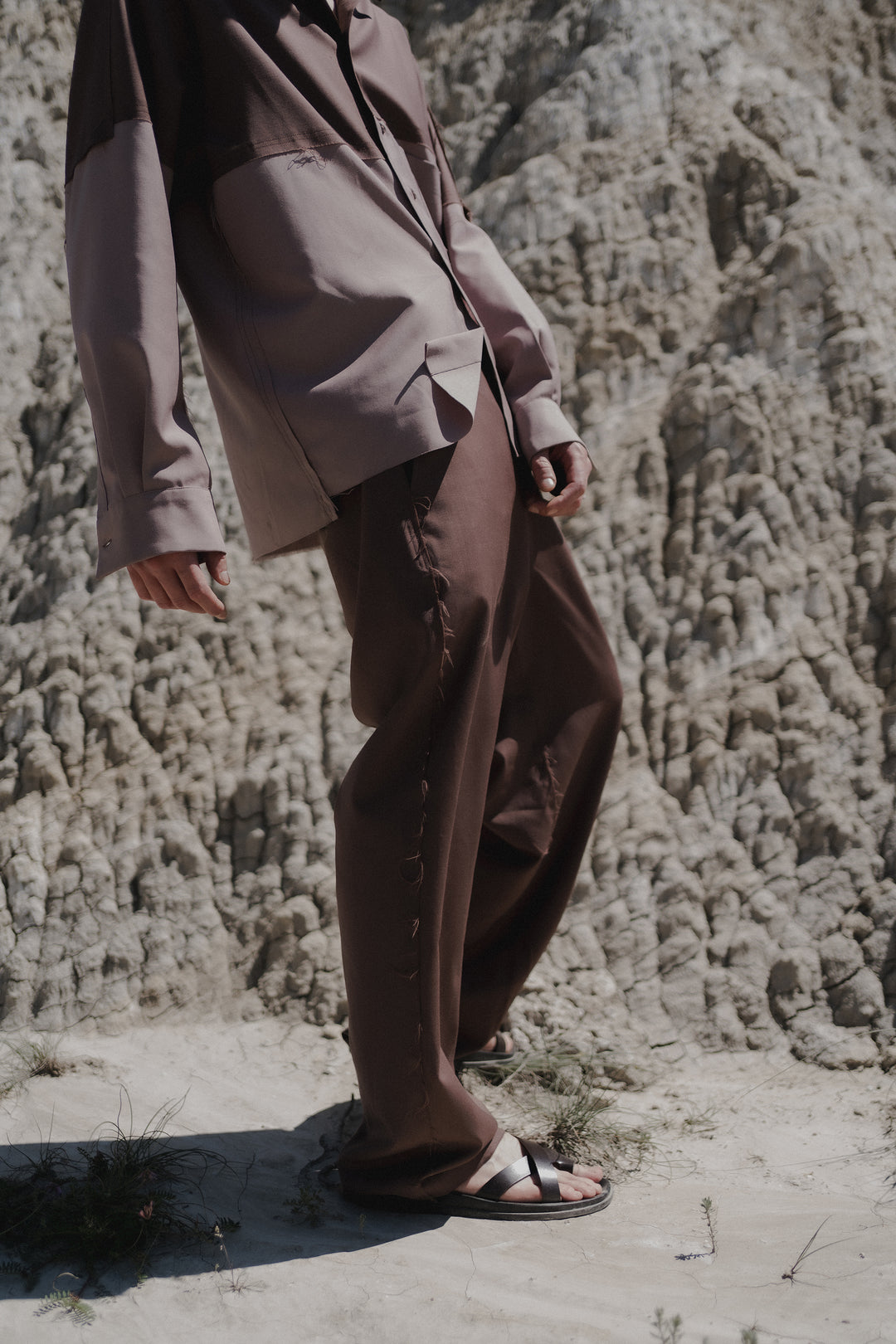 Pantalone Allen marrone in fresco di lana