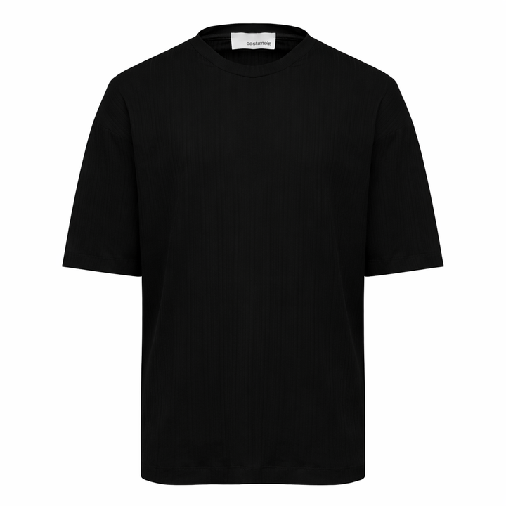 T Shirt Vant a coste nero in cotone