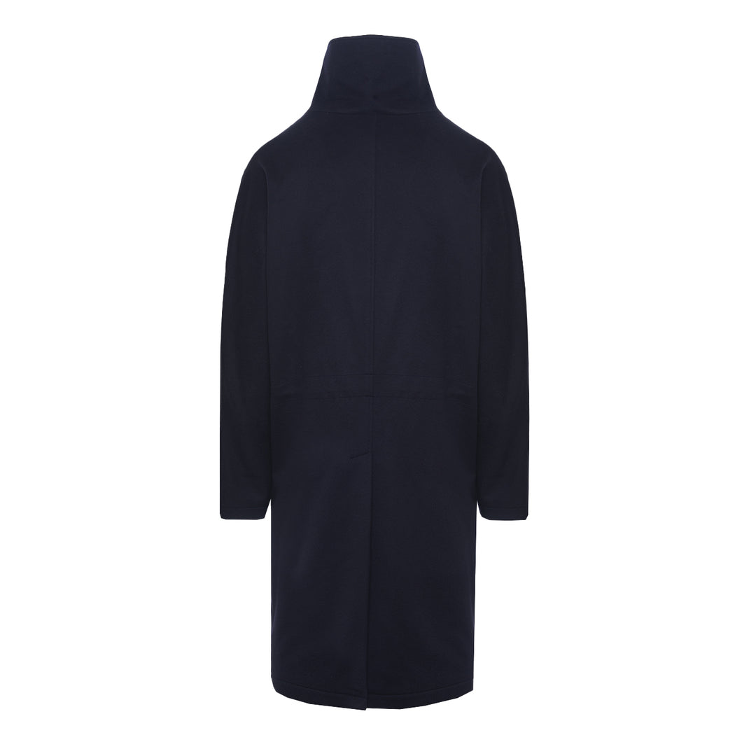 Parka blu in lana e cashmere