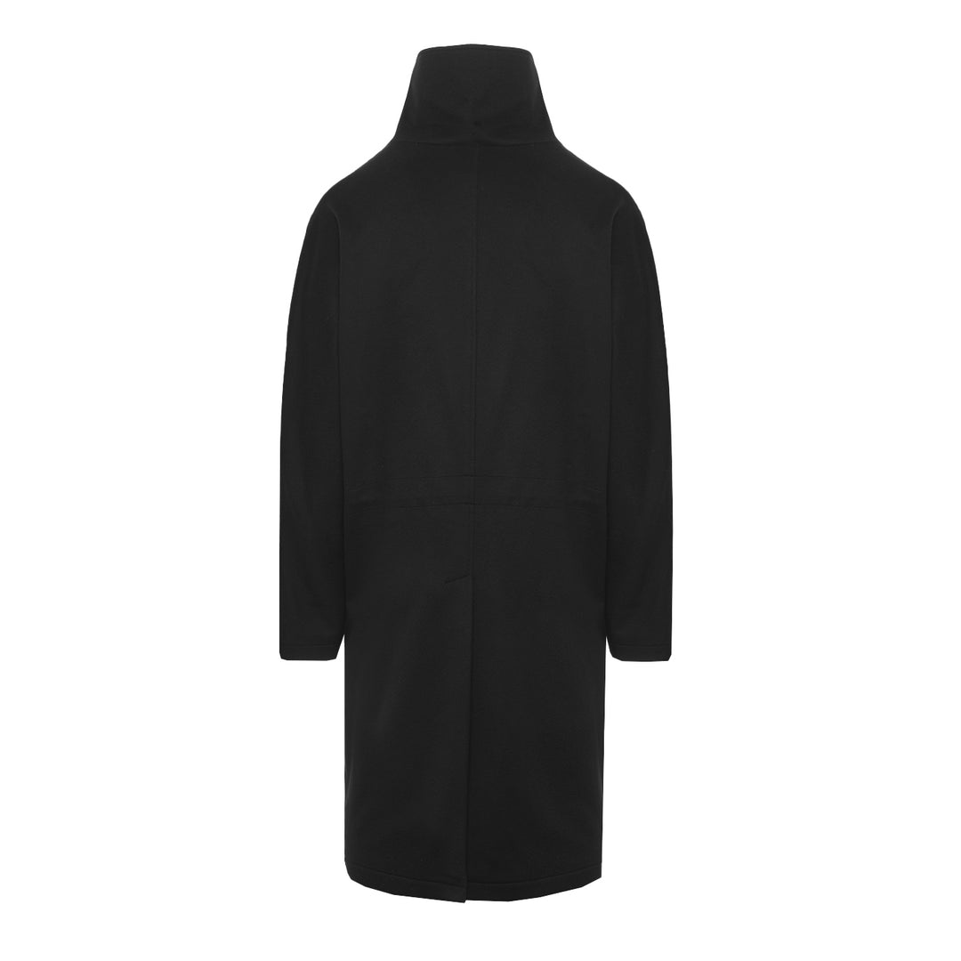 Parka nero in lana e cashmere