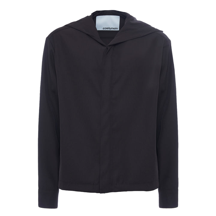 Black technical wool hoodie