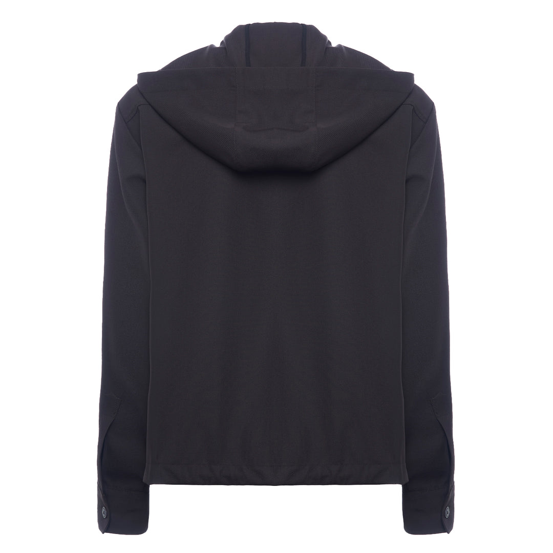 Black technical wool hoodie