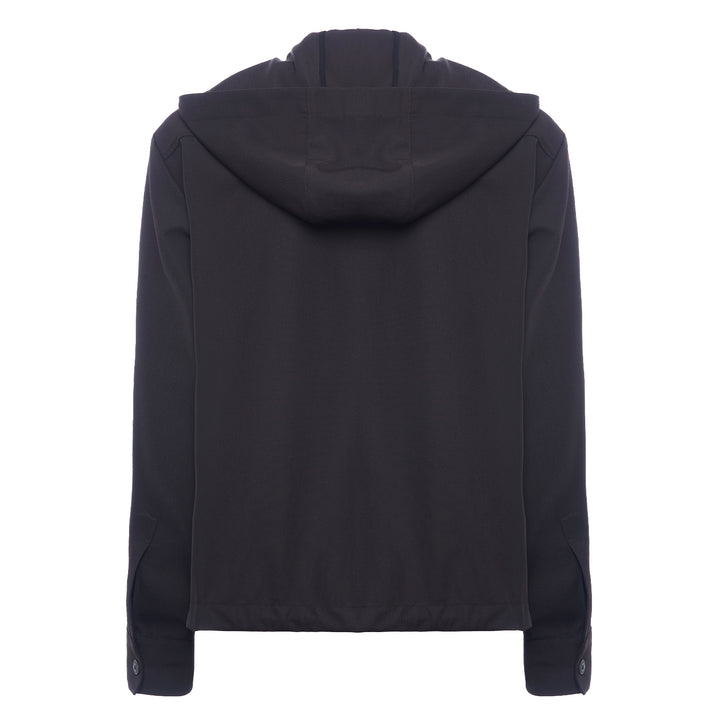 Black technical wool hoodie