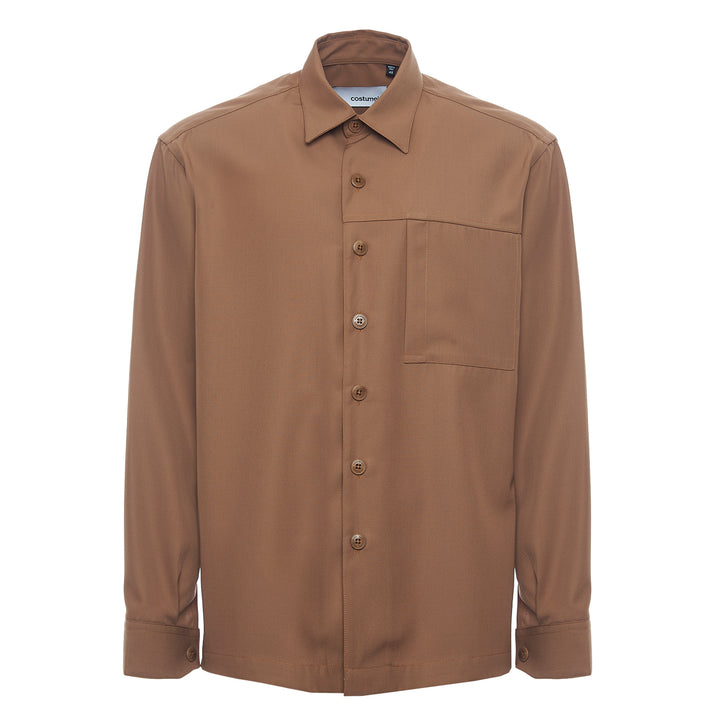 Etienne TB brown shirt in technical wool