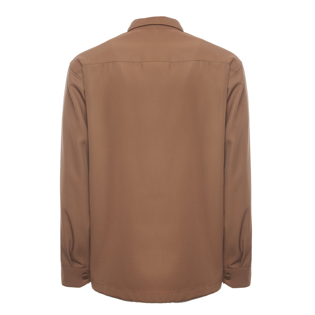 Etienne TB brown shirt in technical wool