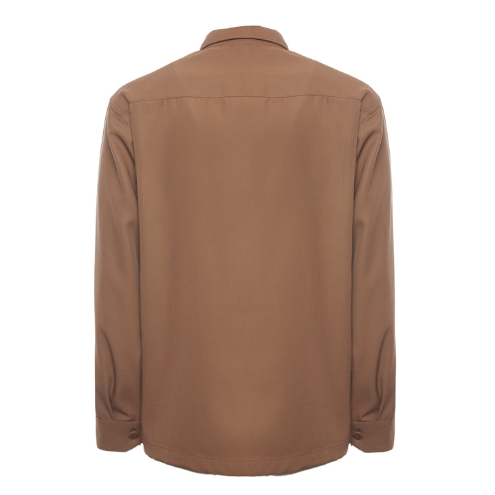 Etienne TB brown shirt in technical wool