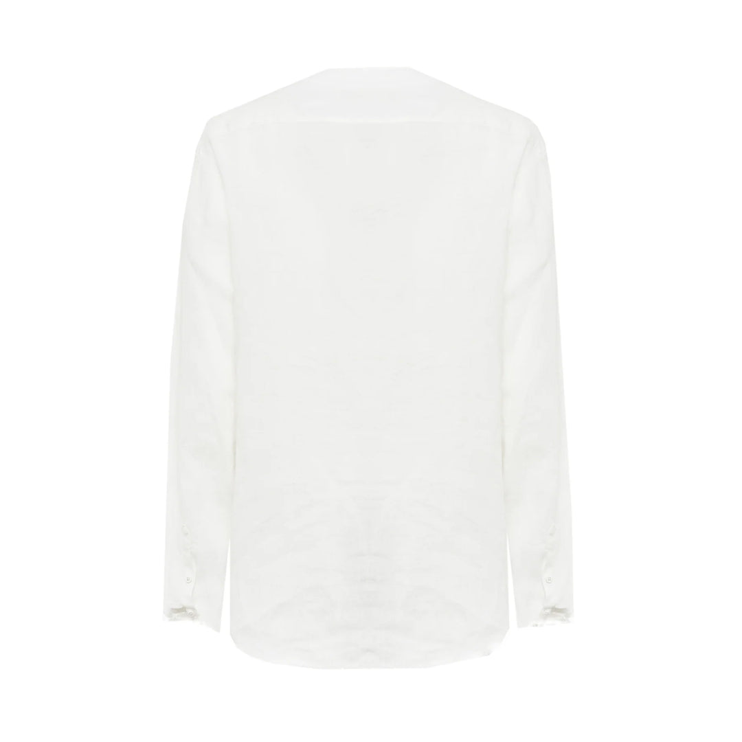 Camicia Dodo bianco con taglio vivo in lino