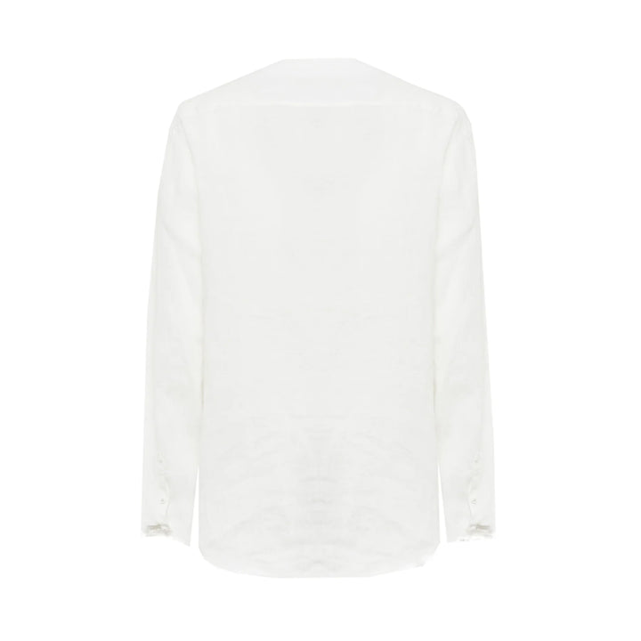 Camicia Dodo bianco con taglio vivo in lino