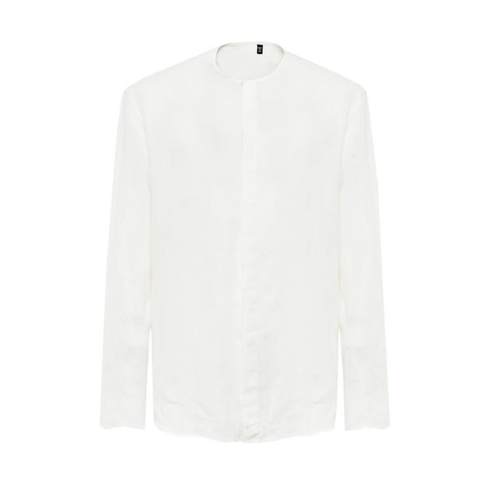 Camicia Dodo bianco con taglio vivo in lino
