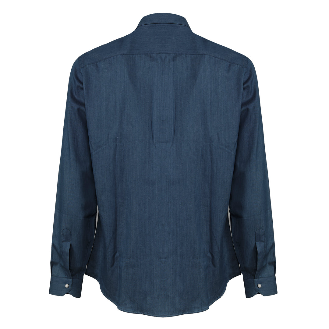 Camicia Mark blu scruto in denim in cotone