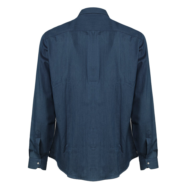 Camicia Mark blu scruto in denim in cotone