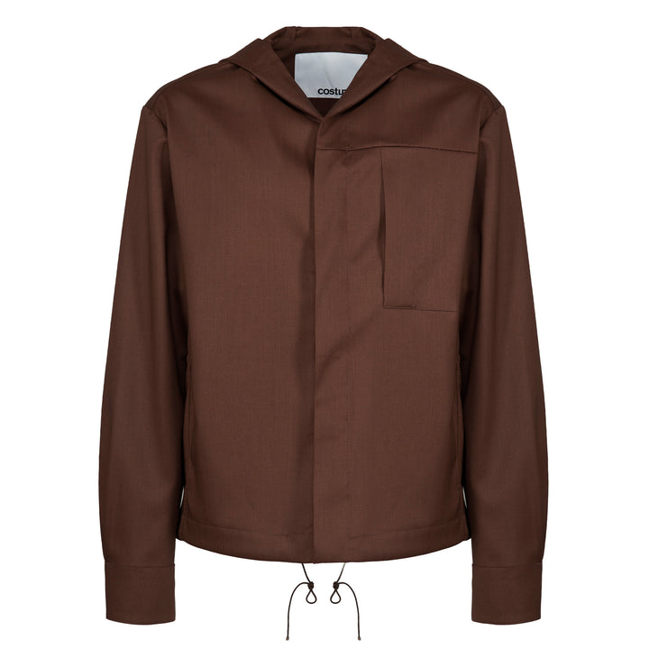 Black technical wool hoodie