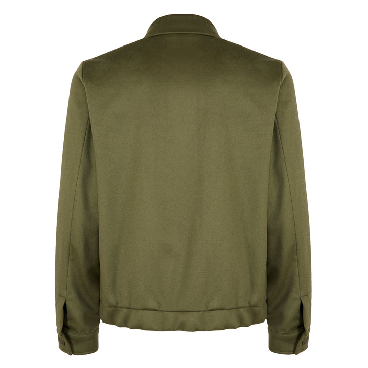Giacca Polov verde con zip in lana e cashmere