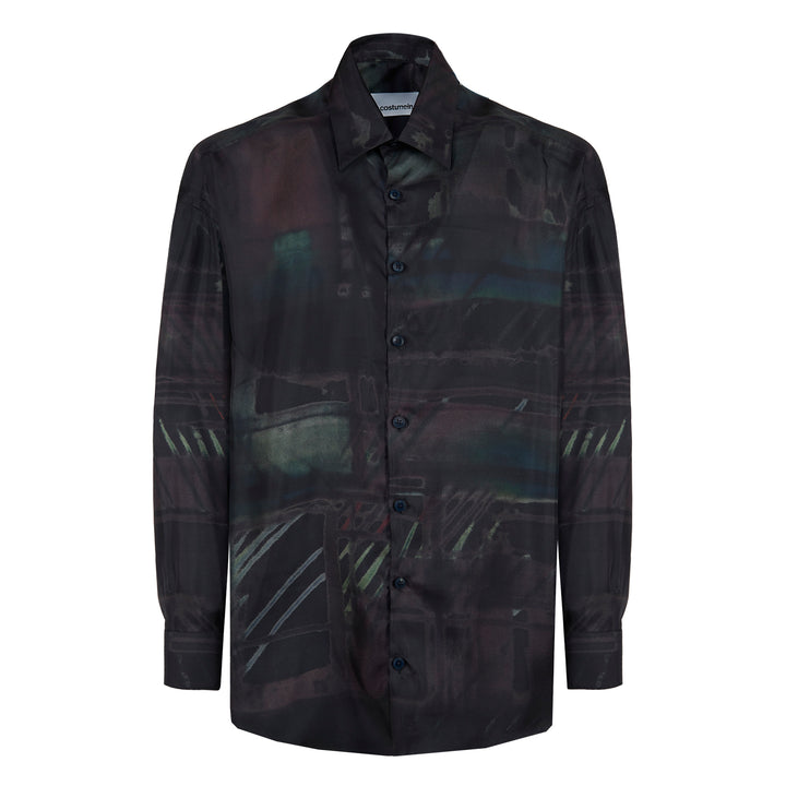 Valentino blue printed silk shirt