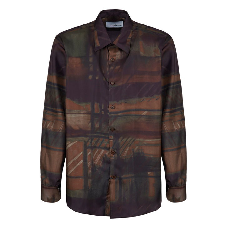 Valentino brown printed silk shirt