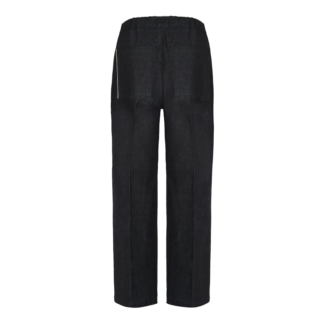 Pantalone John blu scuro in denim cimosato