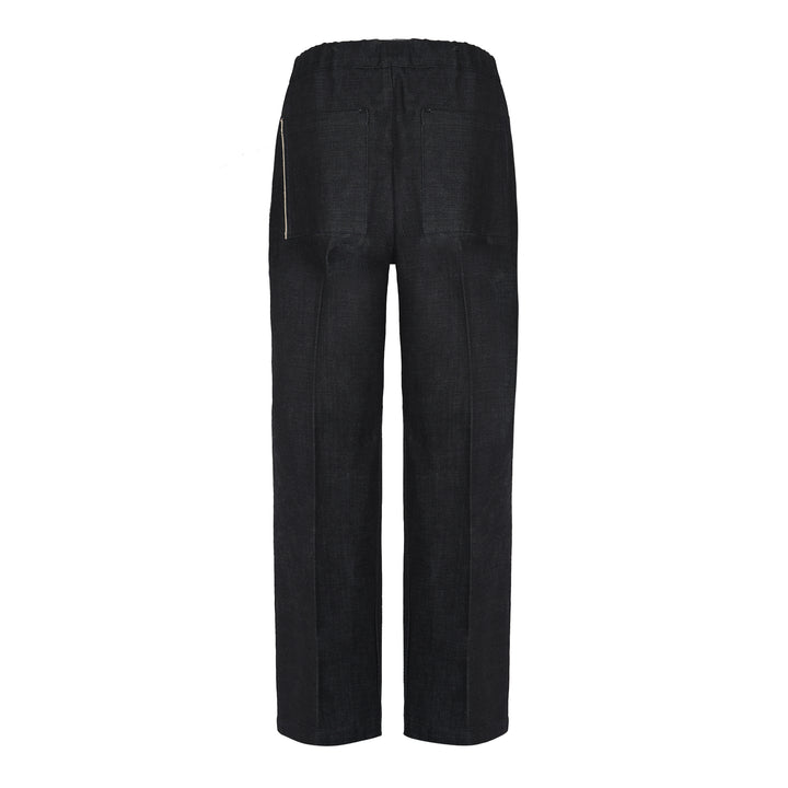 Pantalone John blu scuro in denim cimosato