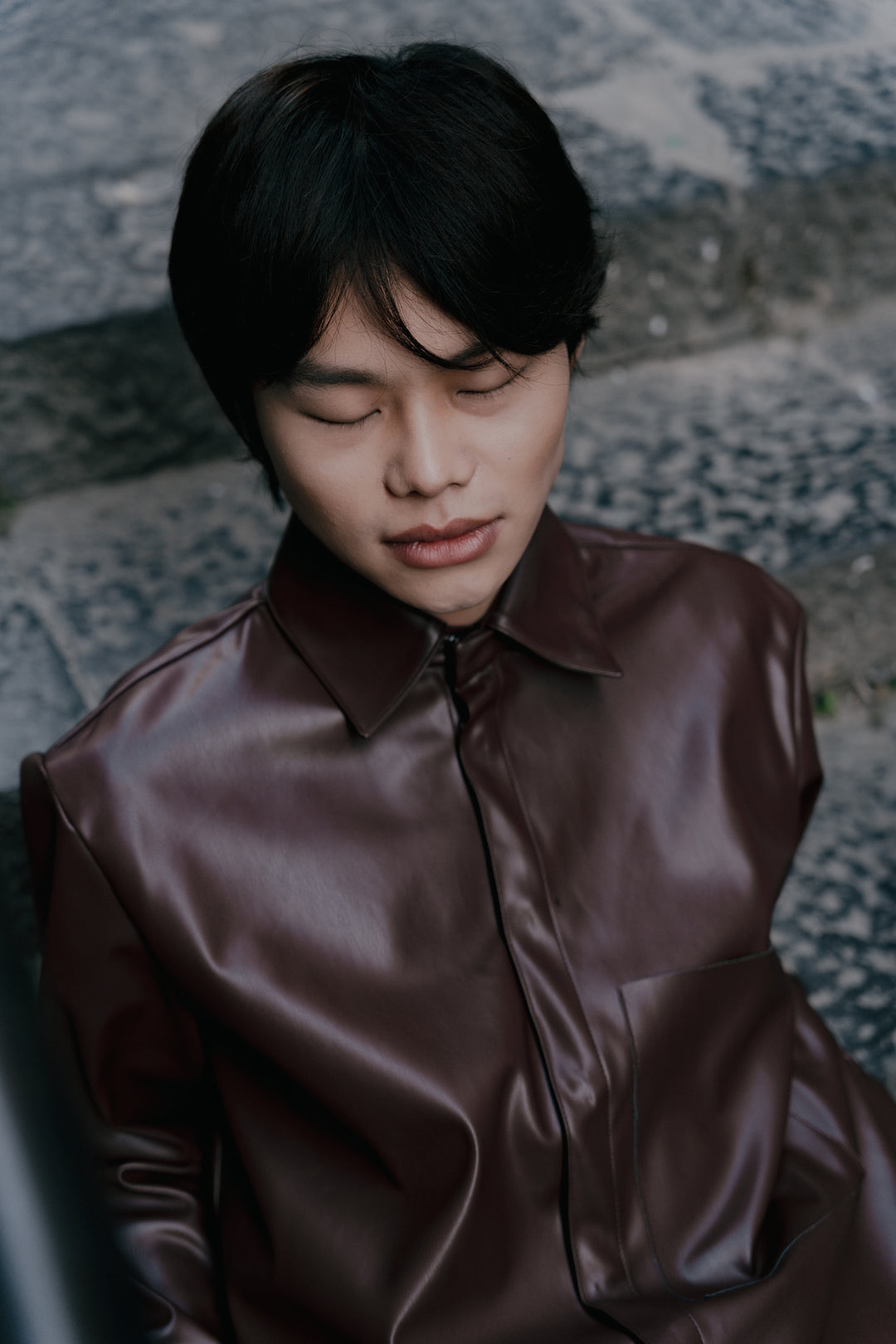 Camicia Jil bordeaux in ecopelle