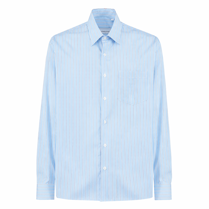 Camicia Eric ML base azzurra a righe in cotone